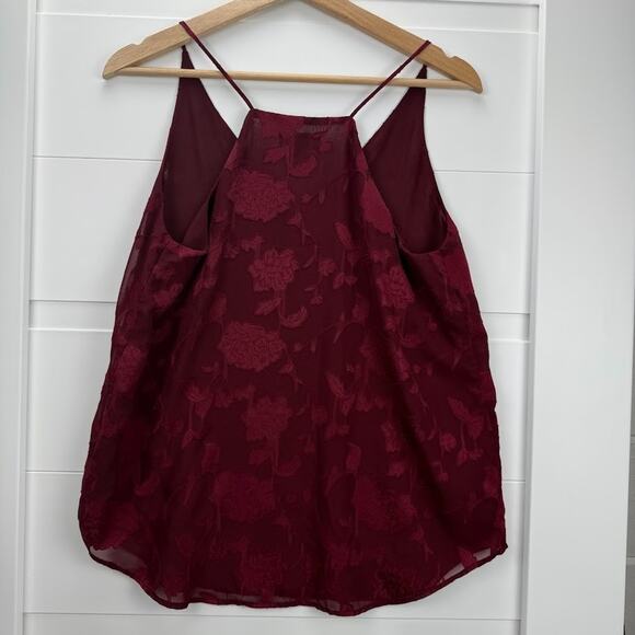 Loft Womens‎ Lined V-Neck Downtown Cami in Flowers Size Small Burgundy - Picture 4 of 10